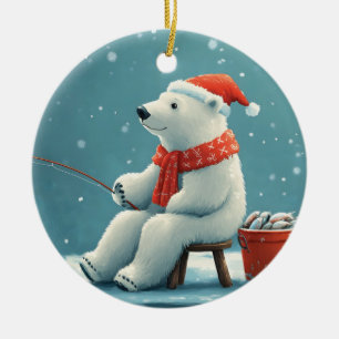 Adorno De Cerámica Ilustración festiva y adorable de un oso polar pes