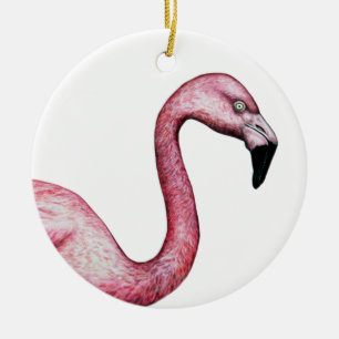 Adorno De Cerámica Ilustracion Flamingo Rosa Cuto