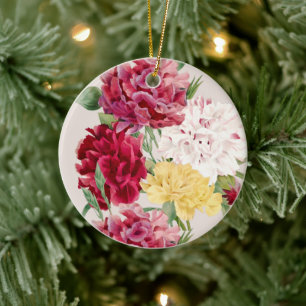 Adorno De Cerámica Ilustracion floral de clavel vintage