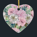 Adorno De Cerámica Ilustracion floral rosa y blanca de Rubor<br><div class="desc">Una romántica, elegante, rosa claro, con flores blancas, follaje marrón y verde azuladas hojas de monstera verde ilustracion, con dahlias, peonías y rosas de flores botánicas, rosa claro, rubio, rosa suave y blanco pastel, sobre un sólido fondo verde de menta. Esta fantástica y caprichosa sensación vintage florece gracias a sus...</div>