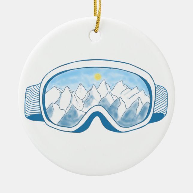 Adorno De Cerámica Ilustracion Goggles de Ski Mountain (Frente)