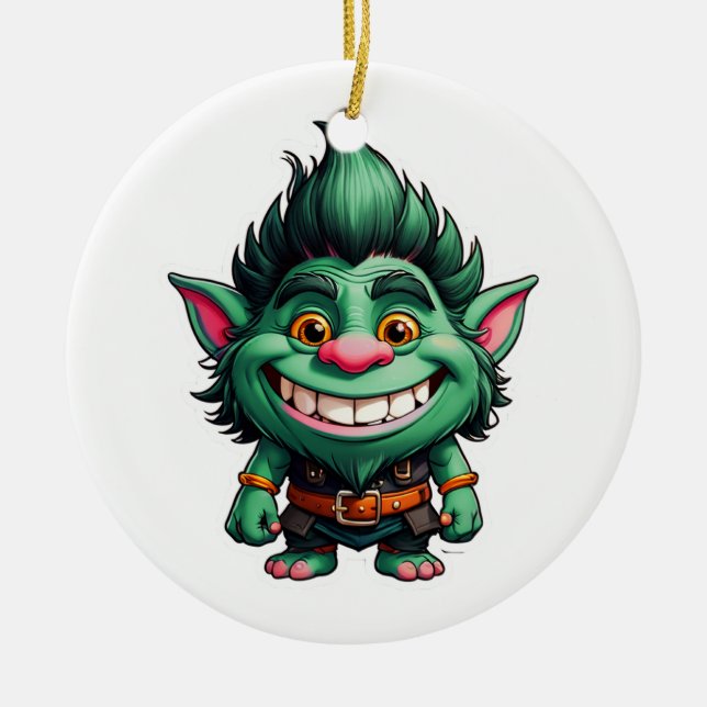 Adorno De Cerámica Ilustracion Happy Little Troll Chibi (Frente)