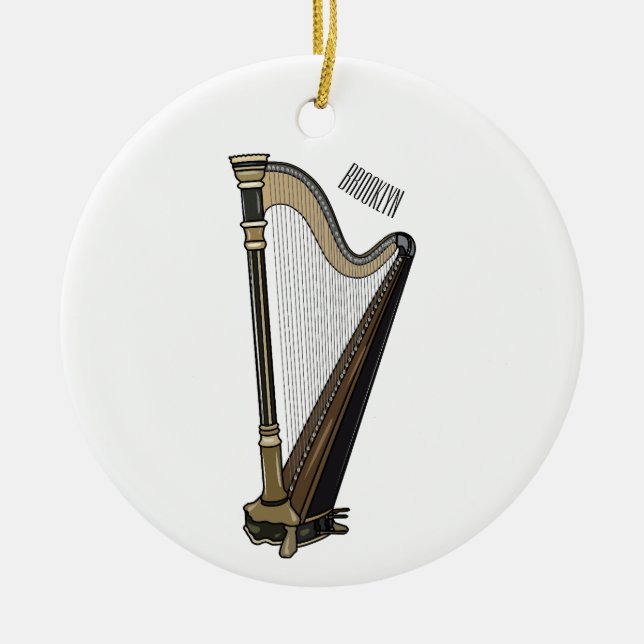 Adorno De Cerámica Ilustracion Harp personalizado (Frente)