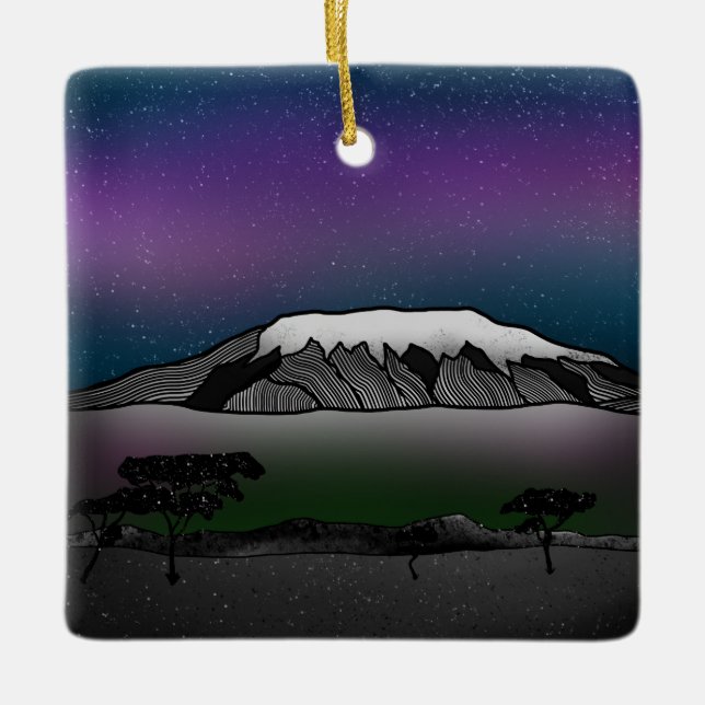 Adorno De Cerámica Ilustracion Monte Kilimanjaro (Anverso)