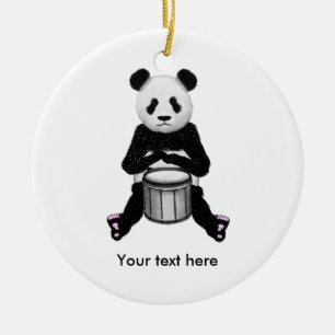 Adorno De Cerámica Ilustracion Panda Bear Drum