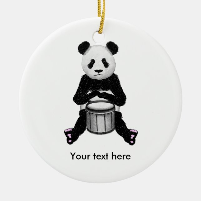 Adorno De Cerámica Ilustracion Panda Bear Drum (Frente)