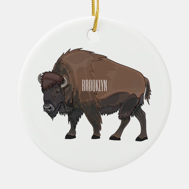 Adorno De Cerámica Ilustracion personalizado Bison (Frente)