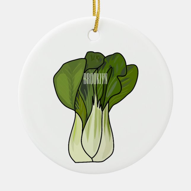 Adorno De Cerámica Ilustracion personalizado Bok choy (Frente)