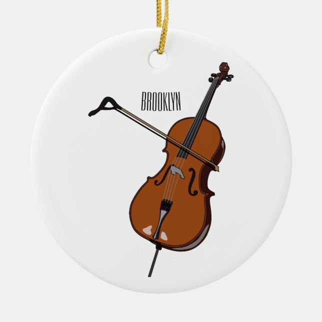 Adorno De Cerámica Ilustracion personalizado Cello (Frente)