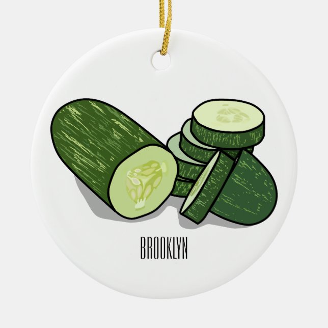 Adorno De Cerámica Ilustracion personalizado Cucumber (Frente)