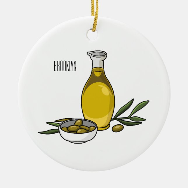 Adorno De Cerámica Ilustracion personalizado de aceite de oliva (Frente)