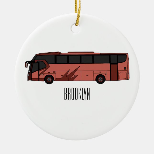 Adorno De Cerámica Ilustracion personalizado de autobús (Frente)
