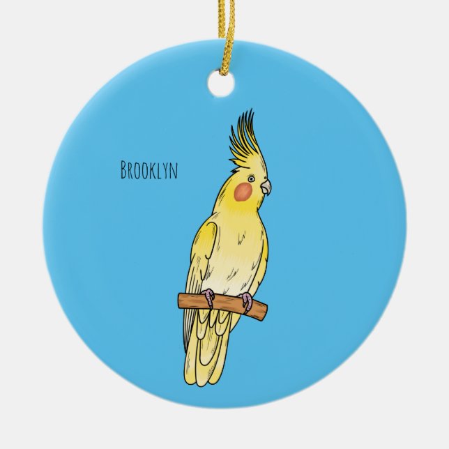 Adorno De Cerámica Ilustracion personalizado de aves de Cockatiel (Frente)