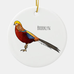 Adorno De Cerámica Ilustracion personalizado de aves de faisán dorado