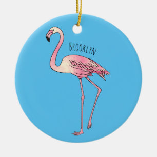 Adorno De Cerámica Ilustracion personalizado de aves de Flamingo