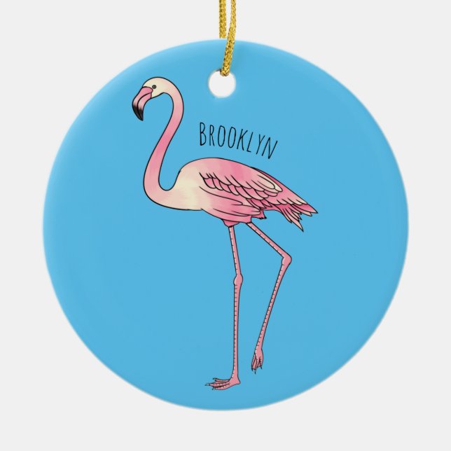 Adorno De Cerámica Ilustracion personalizado de aves de Flamingo (Frente)