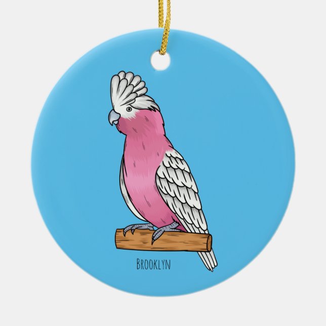 Adorno De Cerámica Ilustracion personalizado de aves Galah (Frente)