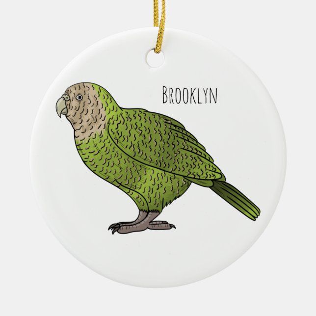 Adorno De Cerámica Ilustracion personalizado de aves Kakapo (Frente)