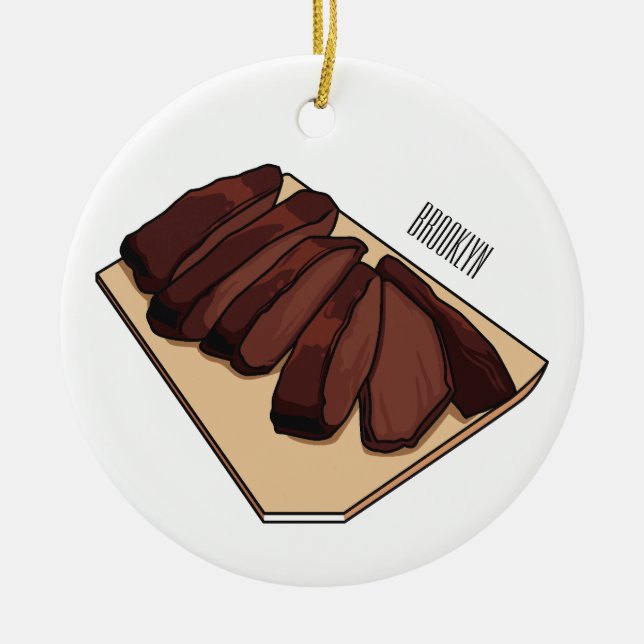 Adorno De Cerámica Ilustracion personalizado de brisket de carne (Frente)