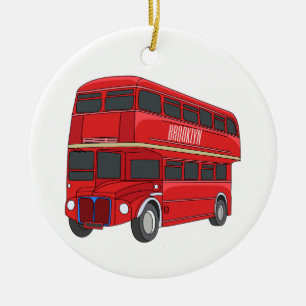 Adorno De Cerámica Ilustracion personalizado de bus de dos pisos