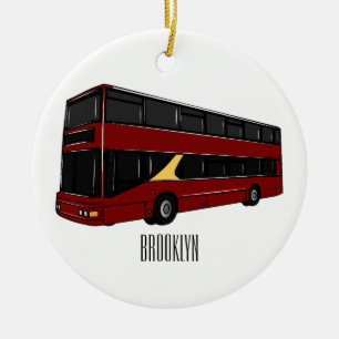 Adorno De Cerámica Ilustracion personalizado de bus de dos pisos