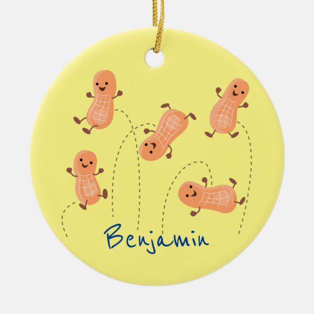 Adorno De Cerámica Ilustracion personalizado de cacahuetes de puenteo (Frente)