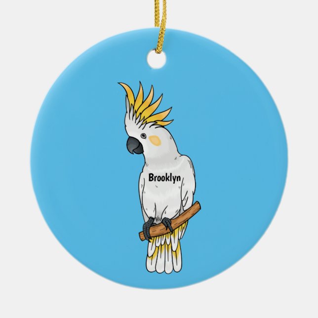 Adorno De Cerámica Ilustracion personalizado de cacatúa con crema de  (Frente)