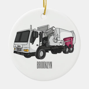 Adorno De Cerámica Ilustracion personalizado de camión de basura