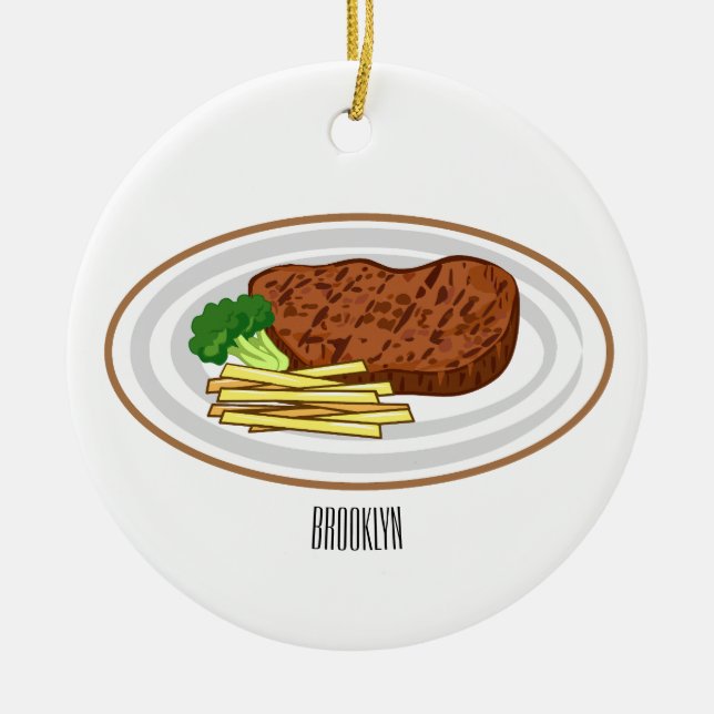 Adorno De Cerámica Ilustracion personalizado de carne (Frente)