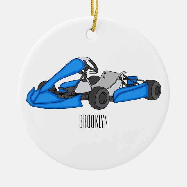 Adorno De Cerámica Ilustracion personalizado de carreras de Kart (Frente)