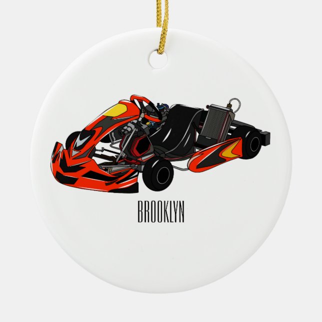 Adorno De Cerámica Ilustracion personalizado de carreras de Kart (Frente)