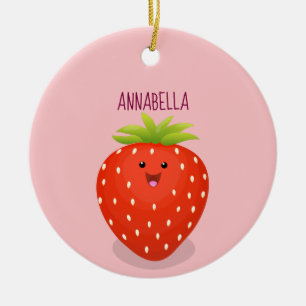 Adorno De Cerámica Ilustracion personalizado de fresa cute kawaii