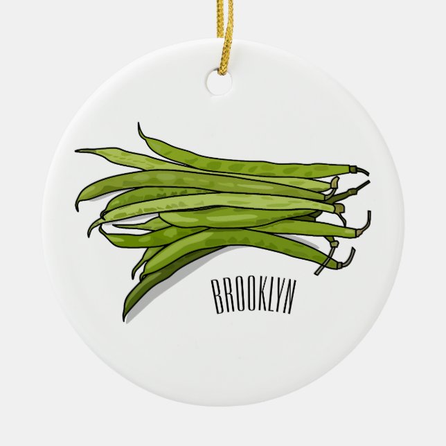 Adorno De Cerámica Ilustracion personalizado de frijol verde (Frente)