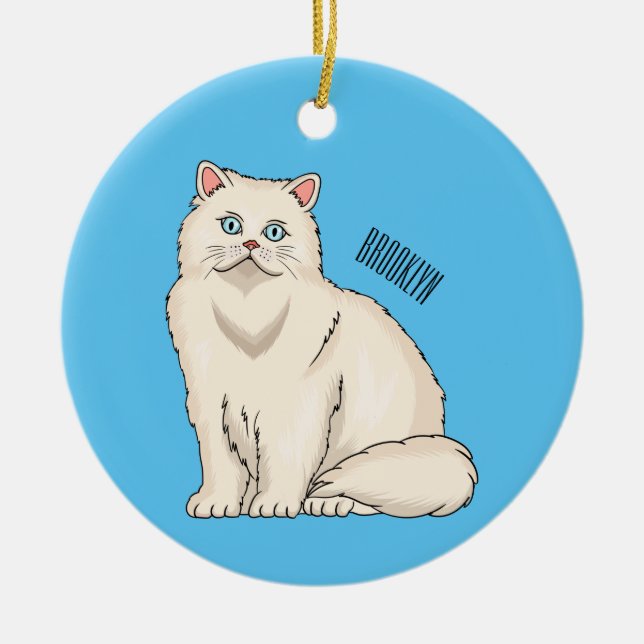 Adorno De Cerámica Ilustracion personalizado de gato persa (Frente)