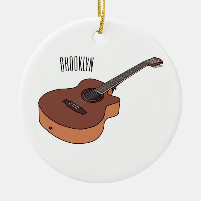 Adorno De Cerámica Ilustracion personalizado de guitarra acústica (Frente)