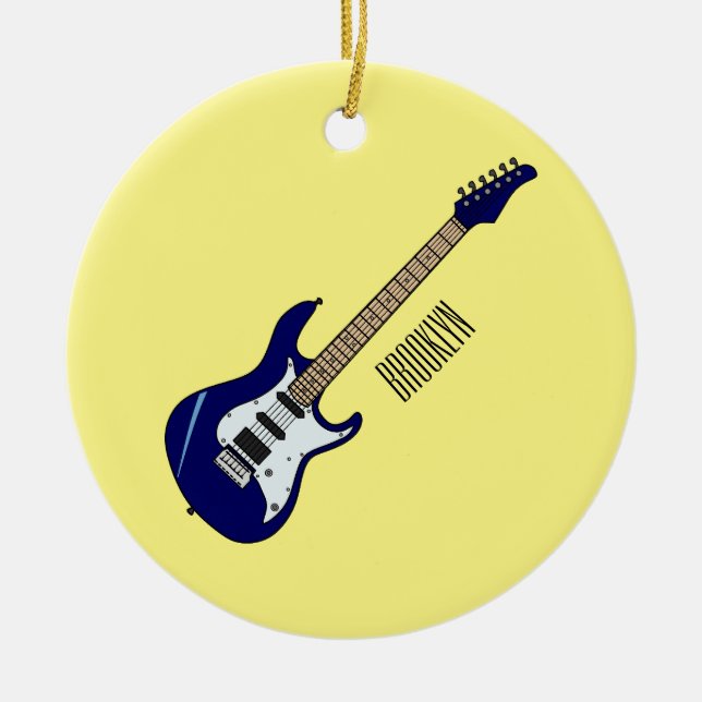 Adorno De Cerámica Ilustracion personalizado de guitarra eléctrica (Frente)