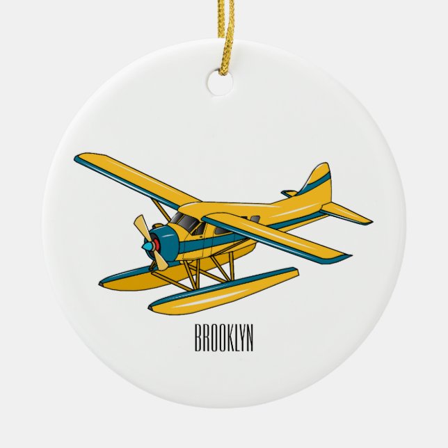 Adorno De Cerámica Ilustracion personalizado de hidroavión (Frente)