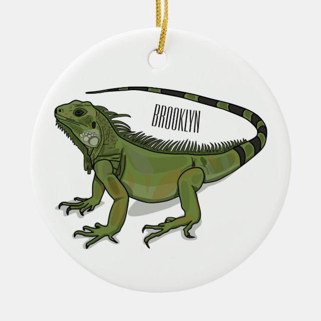 Adorno De Cerámica Ilustracion personalizado de Iguana (Frente)