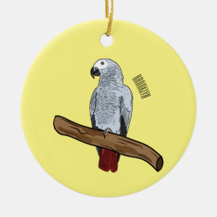 Adorno De Cerámica Ilustracion personalizado de loro gris africano