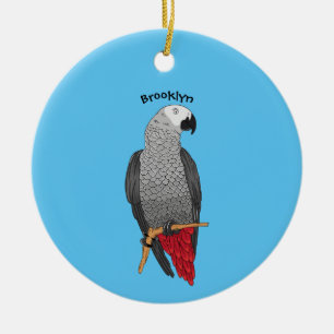 Adorno De Cerámica Ilustracion personalizado de loro gris africano