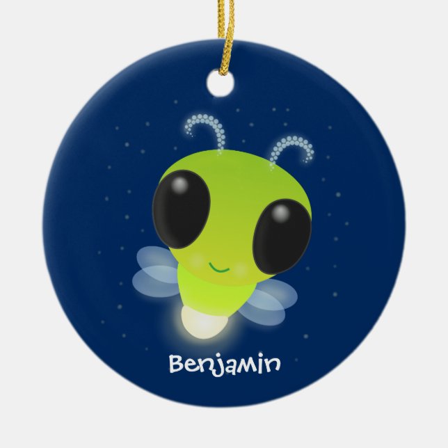 Adorno De Cerámica Ilustracion personalizado de luciérnaga con brillo (Frente)