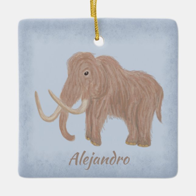 Adorno De Cerámica Ilustracion personalizado de mamut lana marrón (Anverso)