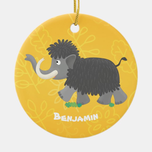 Adorno De Cerámica Ilustracion personalizado de mamut torpe (Frente)