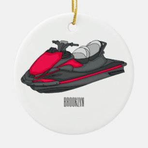Adorno De Cerámica Ilustracion personalizado de moto acuática
