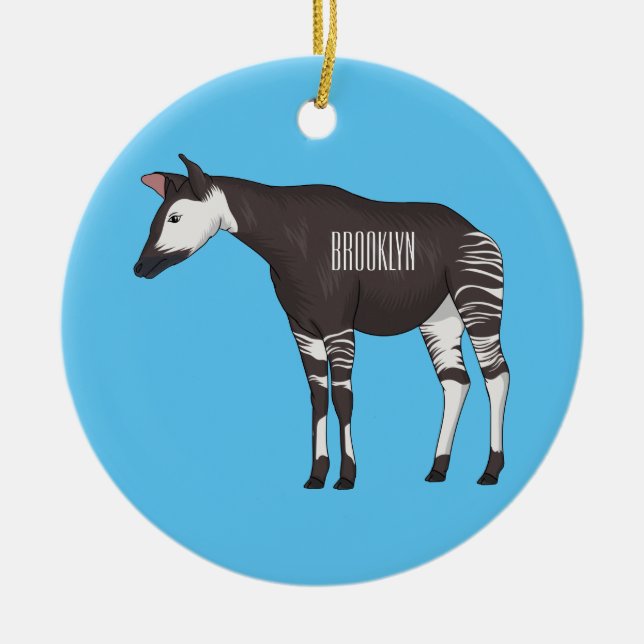 Adorno De Cerámica Ilustracion personalizado de Okapi (Frente)