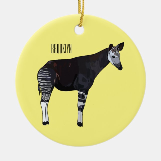 Adorno De Cerámica Ilustracion personalizado de Okapi (Frente)