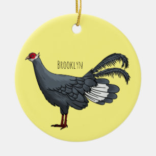 Adorno De Cerámica Ilustracion personalizado de pájaro de orejas azul