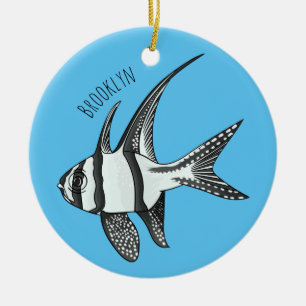 Adorno De Cerámica Ilustracion personalizado de peces cardinales de B