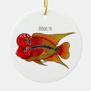 Adorno De Cerámica Ilustracion personalizado de peces cíclicos de cue