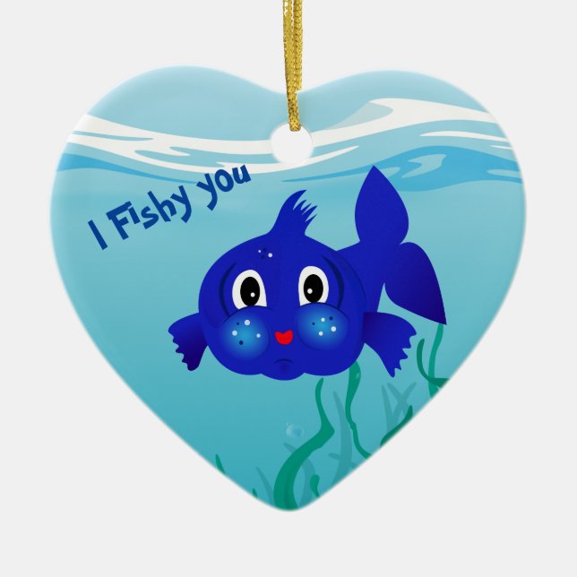 Adorno De Cerámica Ilustracion personalizado de peces gordos (Frente)